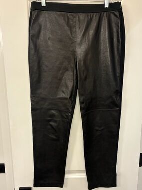ST. JOHN Leather Front Pants Black Women’s Size 10